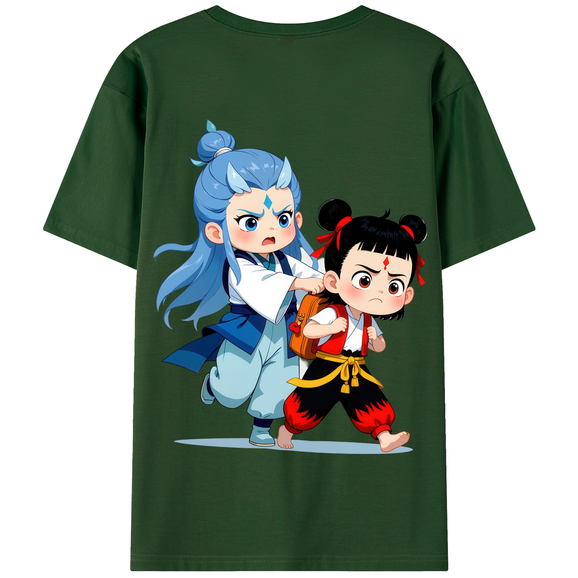 （画像用） Ne Zha 2 ナタ 魔童の大暴れ 綿100％半袖Tシャツ（背面プリント）
